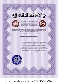 Violet Warranty. Modern design. With great quality guilloche pattern. Customizable, Easy to edit and change colors. 