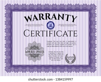 Violet Warranty. Money Pattern design. Customizable, Easy to edit and change colors. With great quality guilloche pattern. 
