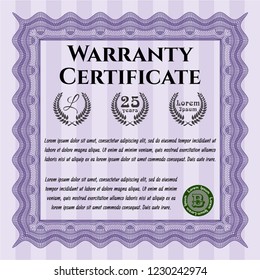 Violet Warranty. Money Pattern. Easy to print. Customizable, Easy to edit and change colors. 