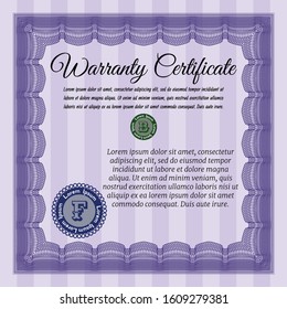 Violet Warranty. Money Pattern. With quality background. Customizable, Easy to edit and change colors. 