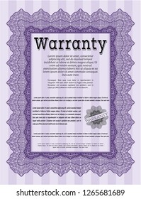 Violet Warranty. Nice design. Vector illustration. Complex background. 