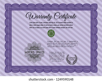 Violet Warranty. Printer friendly. Beauty design. Detailed. 