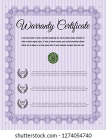 Violet Warranty. Printer friendly. Good design. Detailed. 