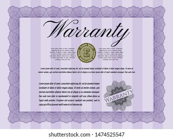 Violet Warranty. With quality background. Customizable, Easy to edit and change colors. Superior design. 