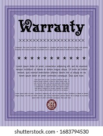 Violet Warranty. Retro design. Complex background. Detailed. 