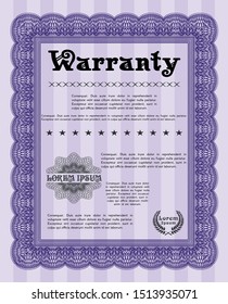 Violet Warranty. Sophisticated design. Detailed. With linear background. 