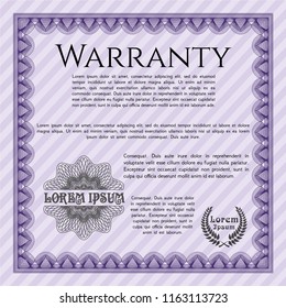 Violet Warranty template. Artistry design. Detailed. With complex background. 