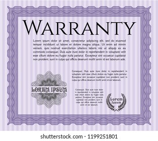 Violet Warranty template. Artistry design. Easy to print. Customizable, Easy to edit and change colors. 