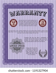 Violet Warranty template. With background. Customizable, Easy to edit and change colors. Elegant design. 