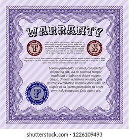 Violet Warranty template. Complex background. Detailed. Sophisticated design. 