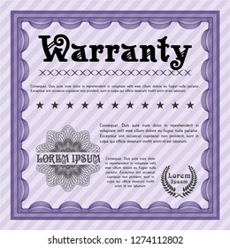 Violet Warranty template. With complex background. Vector illustration. Lovely design. 