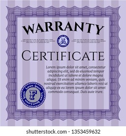Violet Warranty template. With complex linear background. Customizable, Easy to edit and change colors. Excellent design. 