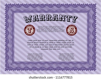 Violet Warranty template. Customizable, Easy to edit and change colors. With complex linear background. Artistry design. 