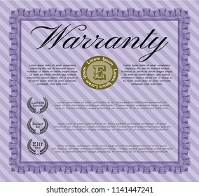 Violet Warranty template. Customizable, Easy to edit and change colors. Easy to print. Money design. 