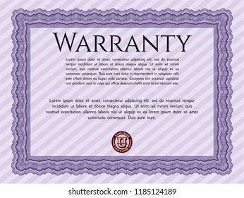 Violet Warranty template. Customizable, Easy to edit and change colors. With complex background. Modern design. 