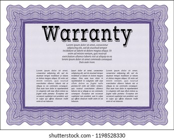 Violet Warranty template. Customizable, Easy to edit and change colors. With quality background. Money Pattern. 