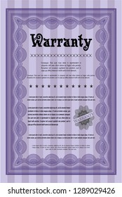 Violet Warranty template. Customizable, Easy to edit and change colors. Easy to print. Beauty design. 