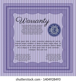 Violet Warranty template. Customizable, Easy to edit and change colors. Easy to print. Sophisticated design. 