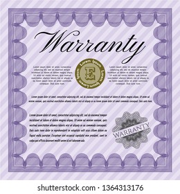 Violet Warranty template. Detailed. Complex background. Modern design. 