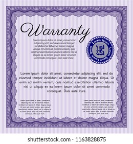 Violet Warranty template. Elegant design. Easy to print. Customizable, Easy to edit and change colors. 
