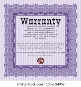 Violet Warranty template. Excellent design. Detailed. With guilloche pattern. 