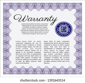 Violet Warranty template. Excellent design. With quality background. Customizable, Easy to edit and change colors. 