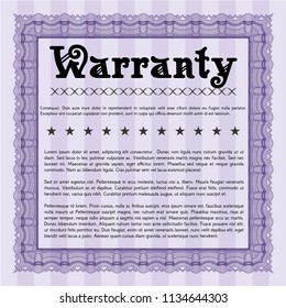 Violet Warranty template. With guilloche pattern. Cordial design. Detailed. 