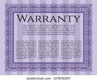  Violet Warranty template. With linear background. Lovely design. Customizable, Easy to edit and change colors. 