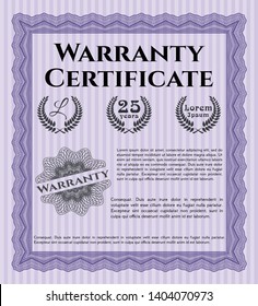 Violet Warranty template. With linear background. Money Pattern. Customizable, Easy to edit and change colors. 