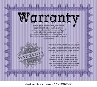 Violet Warranty template. With linear background. Superior design. Customizable, Easy to edit and change colors. 