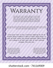 Violet Warranty template. Lovely design. Customizable, Easy to edit and change colors. Complex background. 