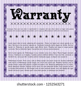 Violet Warranty template. Money Pattern design. Complex background. Customizable, Easy to edit and change colors. 