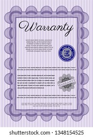 Violet Warranty template. Nice design. Customizable, Easy to edit and change colors. Complex background. 