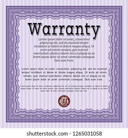 Violet Warranty template. Perfect design. With background. Vector illustration. 