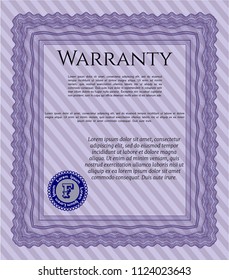 Violet Warranty template. Printer friendly. Nice design. Vector illustration. 