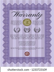 Violet Warranty template. Printer friendly. Superior design. Customizable, Easy to edit and change colors. 