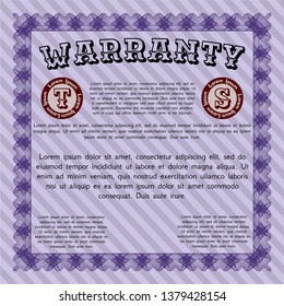Violet Warranty template. Printer friendly. Superior design. Customizable, Easy to edit and change colors. 