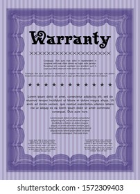 Violet Warranty template. Printer friendly. Detailed. Artistry design. 