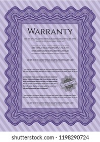 Violet Warranty template. With quality background. Retro design. Vector illustration. 