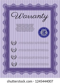 Violet Warranty template. With quality background. Customizable, Easy to edit and change colors. Money design. 