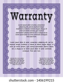 Violet Warranty template. With quality background. Beauty design. Customizable, Easy to edit and change colors. 