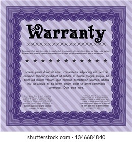 Violet Warranty template. Sophisticated design. Detailed. Printer friendly. 