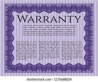 Violet Warranty template. Superior design. Customizable, Easy to edit and change colors. With linear background. 