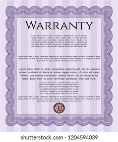 Violet Warranty template. Superior design. Complex background. Detailed. 