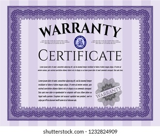 Violet Warranty. Vector illustration. With background. Nice design. 