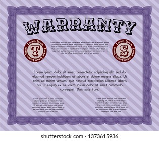 Violet Warranty. Vector illustration. Complex background. Perfect design. 