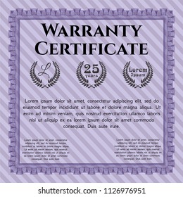 Violet Warranty. Vector illustration. Printer friendly. Lovely design. 