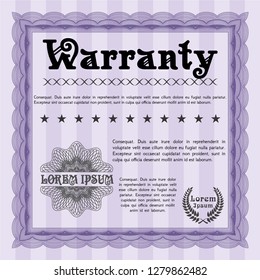 Violet Warranty. Vector illustration. Printer friendly. Money design. 