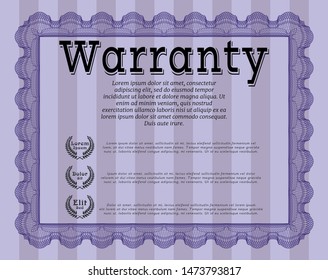 Violet Warranty. Vector illustration. Printer friendly. Artistry design. 