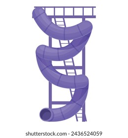 Violet water slide icon cartoon vector. Aquapark party. Summer fun recreation